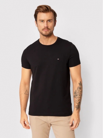 Tommy Hilfiger tshirt nera uomo in cotone con logo sul petto