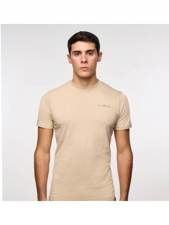 Richmond tshirt beige uomo in cotone con stampa logo sul petto