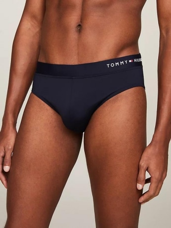 Tommy Hilfiger costume slip blu navy uomo in nylon logo in vita