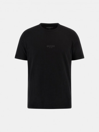Guess tshirt nera uomo in cotone slim logo sul petto