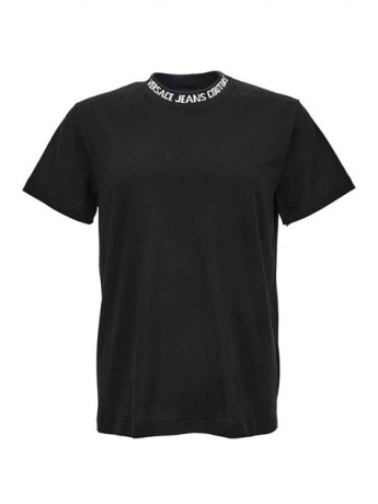 Versace Jeans Couture tshirt nera uomo in cotone logo sul collo