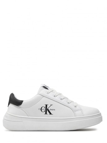 Calvin Klein scarpe bianche bambino in ecopelle logo sui lati