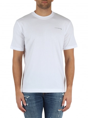 Richmond tshirt bianca uomo in cotone logo sul petto a contrasto
