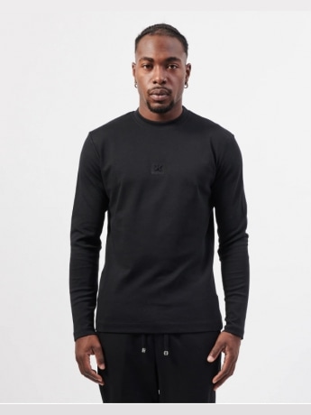 Richmond tshirt nera uomo in cotone manica lunga logo sul petto