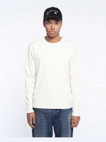 Richmond tshirt bianca uomo in cotone manica lunga mini logo sul petto tono su tono