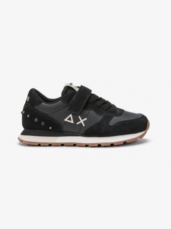 Sun68 scarpe nere bambina in pelle e tessuto con borchie sul retro