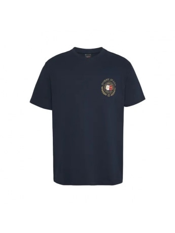 Tommy Jeans tshirt blu navy uomo in cotone axi logo sul retro