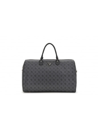 Guess borsone nero donna da viaggio in ecopelle con logo all over