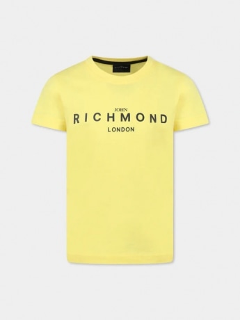 Richmond tshirt gialla bambino in cotone logo a contrasto