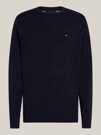 Tommy Hilfiger maglia blu navy uomo in cotone micro logo sul petto