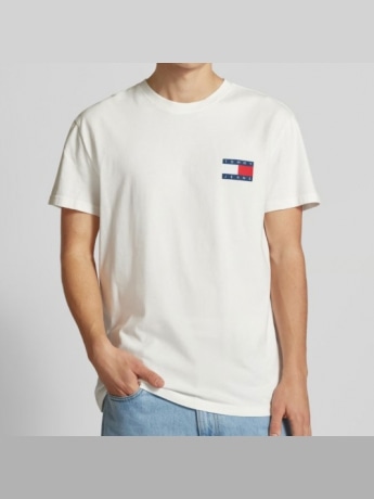 Tommy Jeans tshirt bianca uomo in cotone maxi logo sul retro
