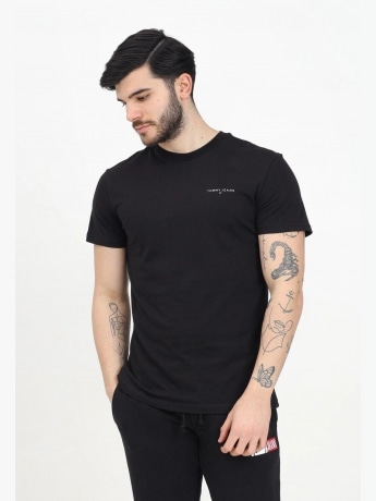 Tommy Jeans tshirt nera uomo in cotone mini logo sul petto