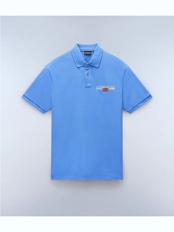 Napapijri polo celeste uomo in cotone logo sul petto