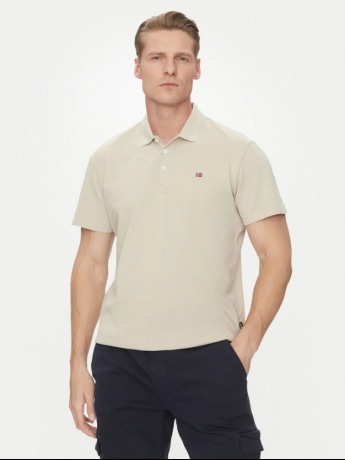 Napapijri polo beige uomo in cotone mini logo sul petto