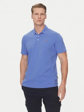 Napapijri polo celeste uomo in cotone mini logo sul petto