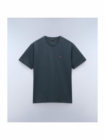 Napapijri tshirt grigio uomo in cotone mini logo sul petto