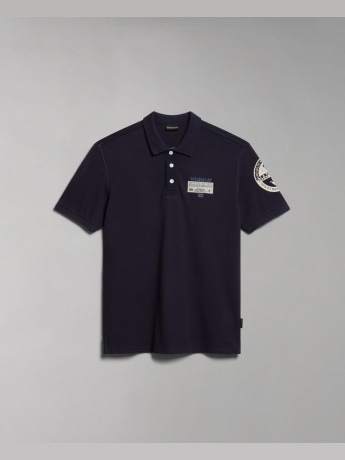 Napapijri polo blu navy uomo in cotone logo sul petto e sul braccio