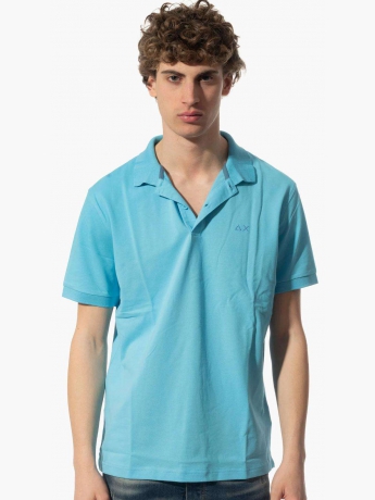 Sun68 polo turchese uomo in cotone mini logo sul petto