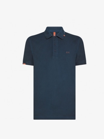 Sun68 polo blu navy uomo in cotone mini logo sul petto