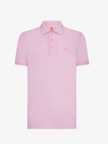 Sun68 polo rosa uomo in cotone mini logo sul petto