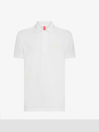 Sun68 polo bianca uomo in cotone mini logo sul petto