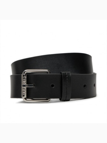 Calvin Klein cintura nera uomo in pelle fibbia in metallo con micro logo