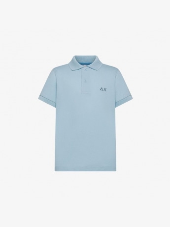 Sun68 polo celeste uomo in cotone mini logo sul petto