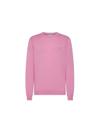 Sun68 maglia rosa uomo in cotone mini logo ricamato sul petto