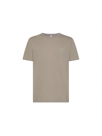 Sun68 tshirt grigia uomo in misto lino mini logo sul petto