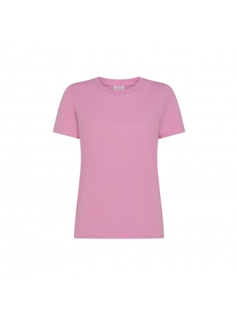 Sun68 tshirt rosa donna in cotone mini logo ricamato sul petto