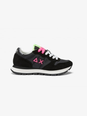 Sun68 scarpe nere donna in tessuto e camoscio con dettagli fucsia