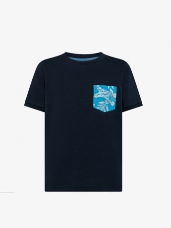 Sun68 tshirt blu navy bambino in cotone taschino sul petto a fantasia