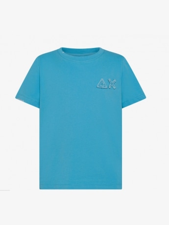 Sun68 tshirt turchese bambino in cotone logo in rilievo sul petto