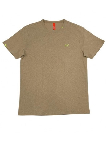 Sun68 tshirt beige uomo in misto lino logo sul petto