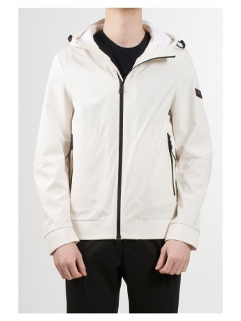 Peuterey giubbotto bianco uomo con cappuccio patch logo sul braccio