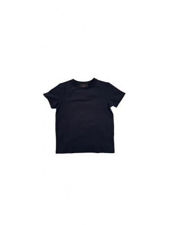 Peuterey tshirt blu navy bambino in cotone mini logo sul braccio