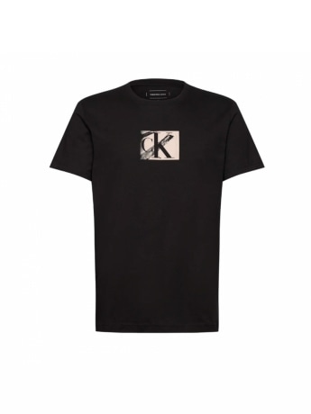 Calvin Klein tshirt nera uomo in cotone logo sul davanti