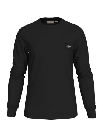 Calvin Klein tshirt nera uomo in cotone manica lunga mini logo sul petto