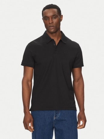Calvin Klein polo nera uomo in cotone micro logo sul petto