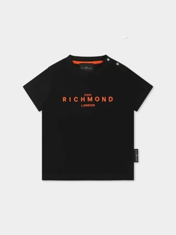 Richmond tshirt nera neonato in cotone logo arancione sul davanti