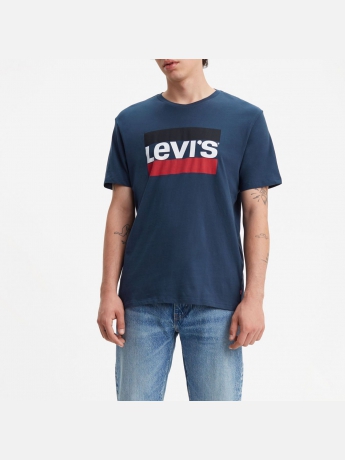Levi's tshirt blu navy uomo in cotone stampa logo sul davanti