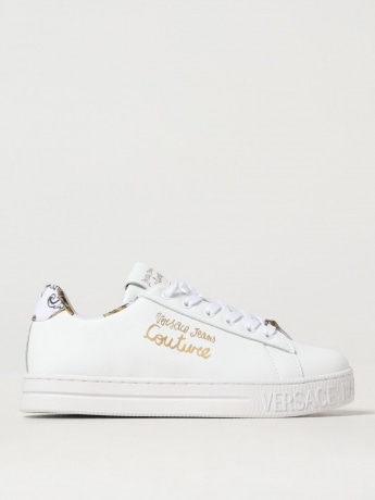 Versace Jeans Couture scarpe bianche donna in ecopelle logo sul lato
