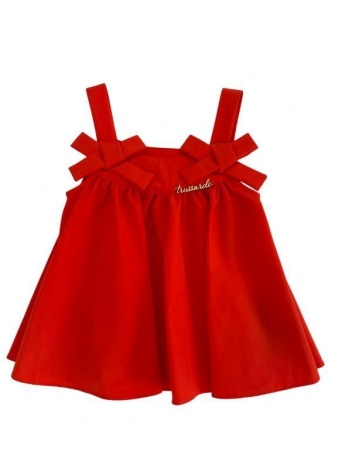 Trussardi top rosso bambina in cotone mini logo in metallo sul petto