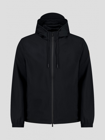 Ciesse Piumini giubbotto nero uomo impermeabile con cappuccio patch logo sul braccio
