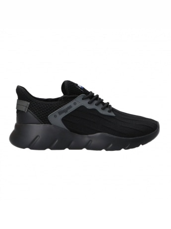 Blauer scarpe nere uomo in tessuto logo sul lato