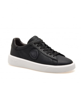 Blauer scarpe nere uomo in pelle logo scudetto sul lato