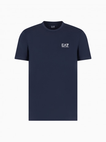 Ea7 tshirt blu navy uomo in cotone mini logo sul petto