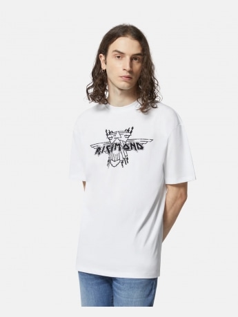 Richmond tshirt bianca uomo in cotone logo con strass sul davanti