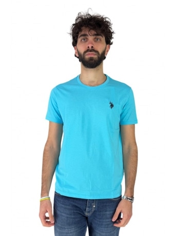 U.s. Polo tshirt turchese uomo in cotone logo ricamto sul petto