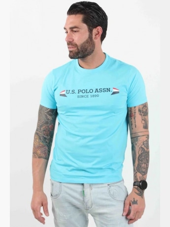U.s. Polo tshirt turchese uomo in cotone maxi logo sul davanti